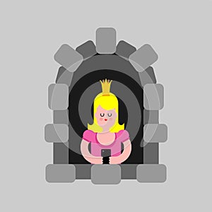 Princesses in windowÂ isolated. cartoon vector illustration